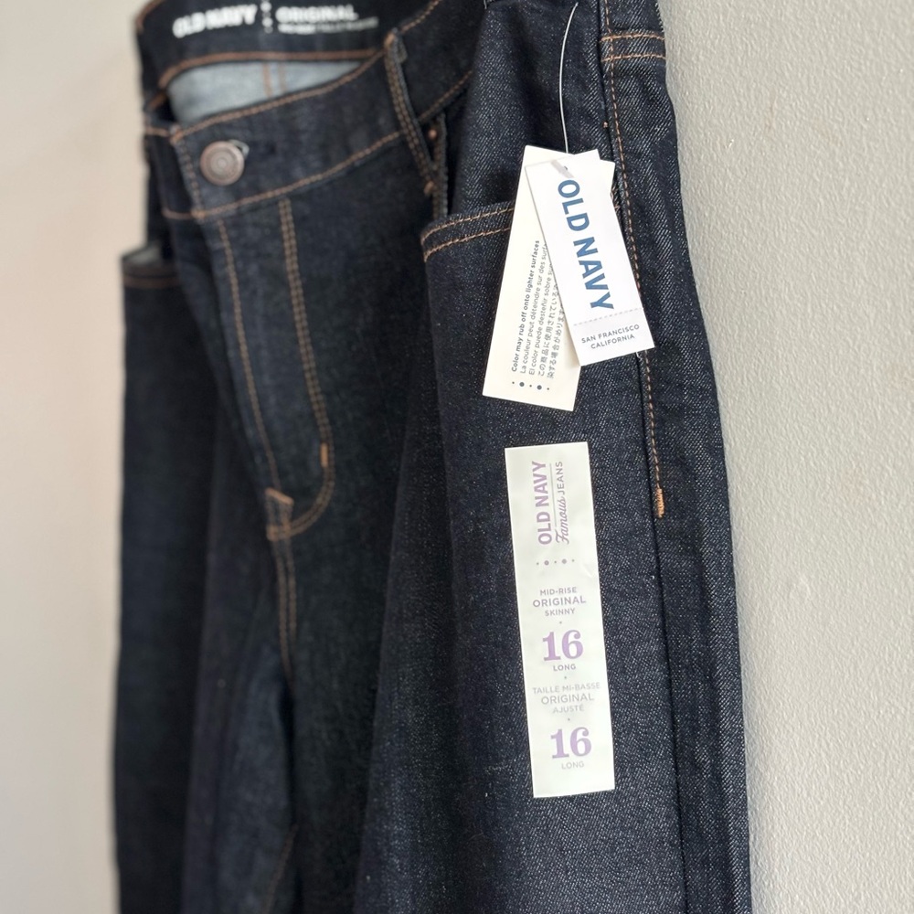 Old Navy Mid-Rise Indigo Skinny Denim Jeans Size 16 Tall BNWT